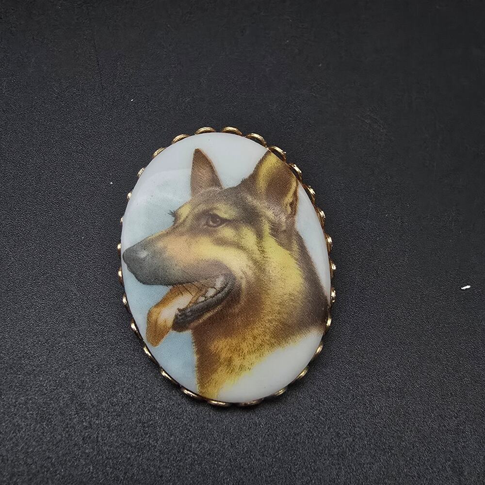 German Shepard Dog Brooch Vintage Costume Jewelry Dog Lover Gift